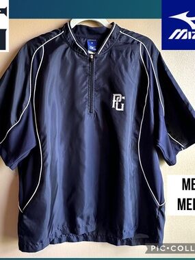 Perfect Game Mens Jacket Baseball Cage 1/4 Zip Navy Short Sleeve Mizuno Size M